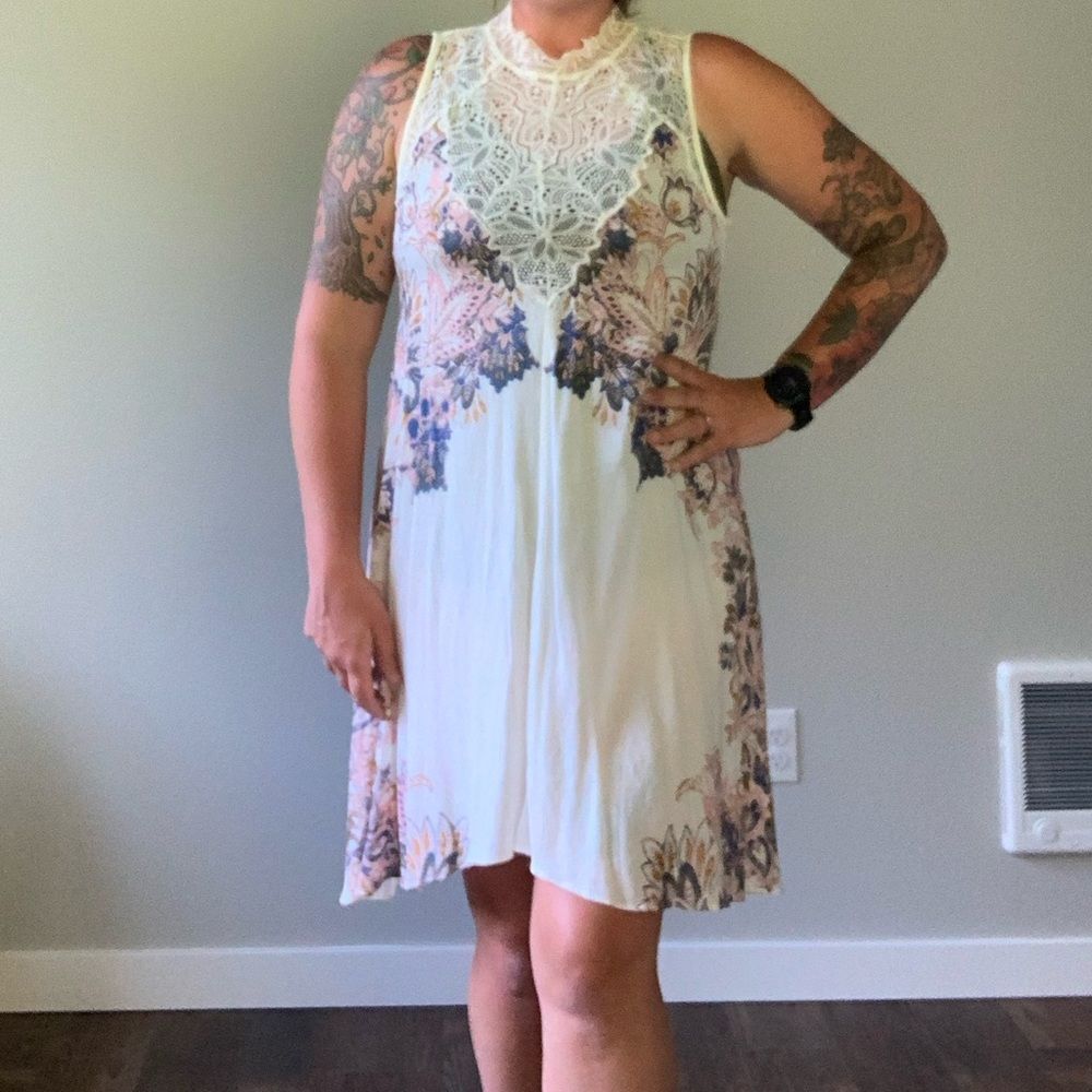 Free People Boho Lace Dress Womens M/L Fairy Whimsy Sheath Midi Delicate Summer - Picture 10 of 10